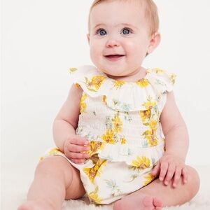 Old Navy Floral Baby One Piece - Yellow and White